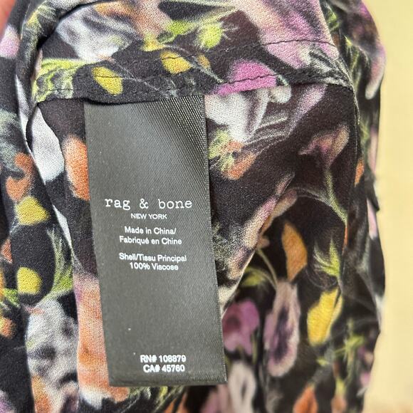RAG & BONE Corrine Floral Blouse Black Blouse Sz M {VV32} - Picture 5 of 5
